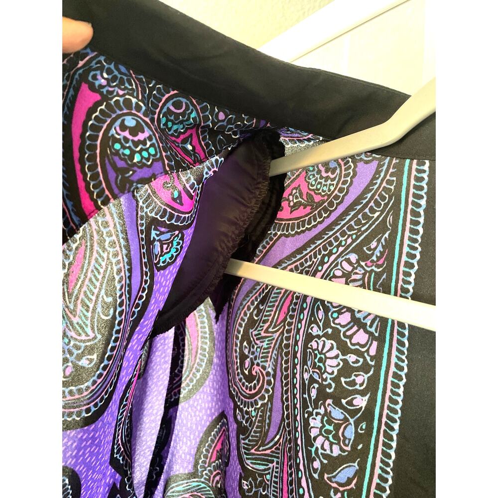 Bob Mackie Wearable Art Paisley Blouse 2X Purple Mandarin Collar Retro Bold Boho - Picture 8 of 8